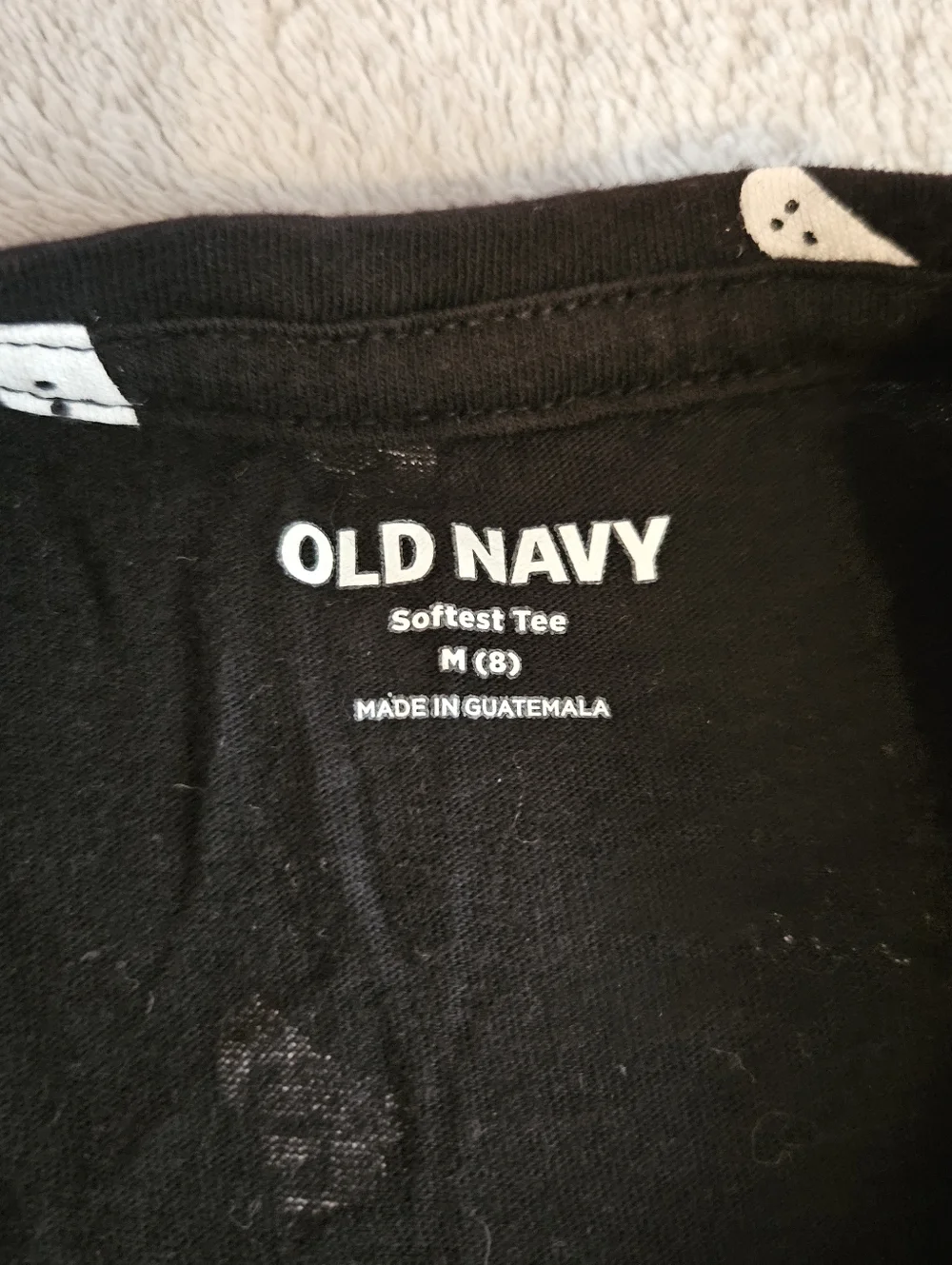 Old Navy Black Long Sleeve Shirt with White Ghost Print Girls Medium